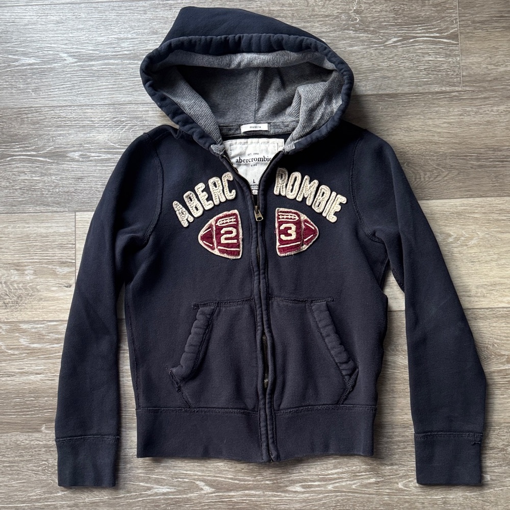 Abercrombie & Fitch Kids Navy Hoodie with Gray Interior